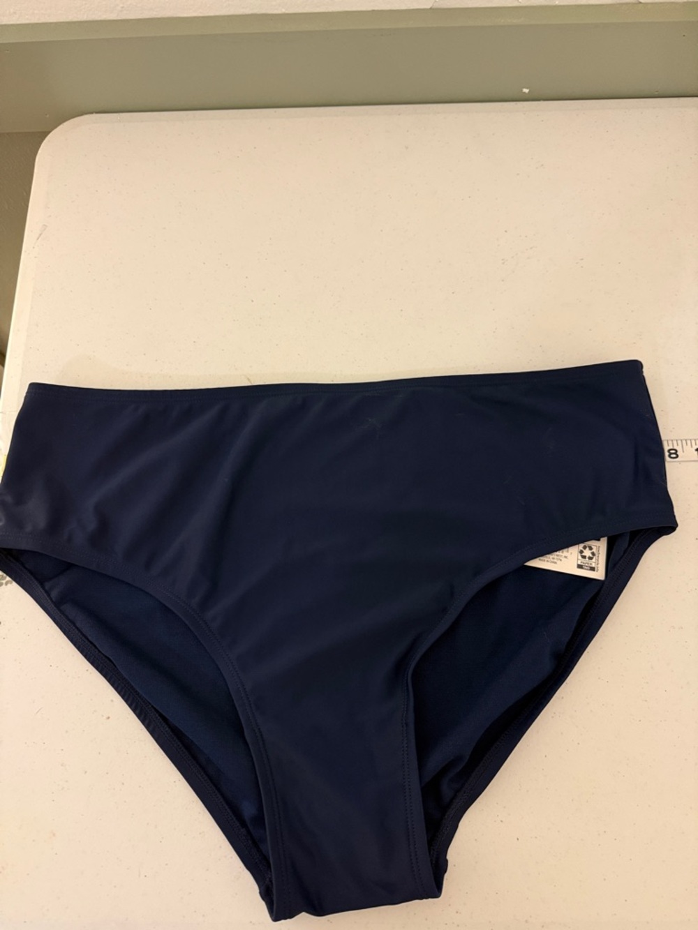 Navy Bikini Bottoms - Solid High Waist Swim Bottom